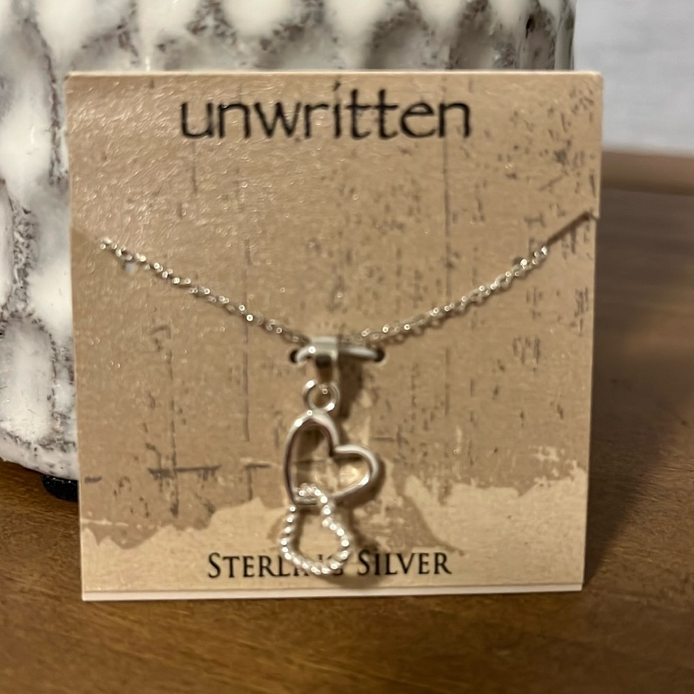 Sterling double heart necklace, never been worn in its original packaging